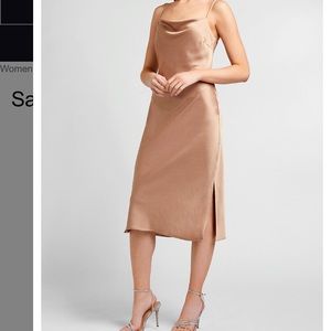 NWT Express Pecan Satin MIDI Dress , Size M
